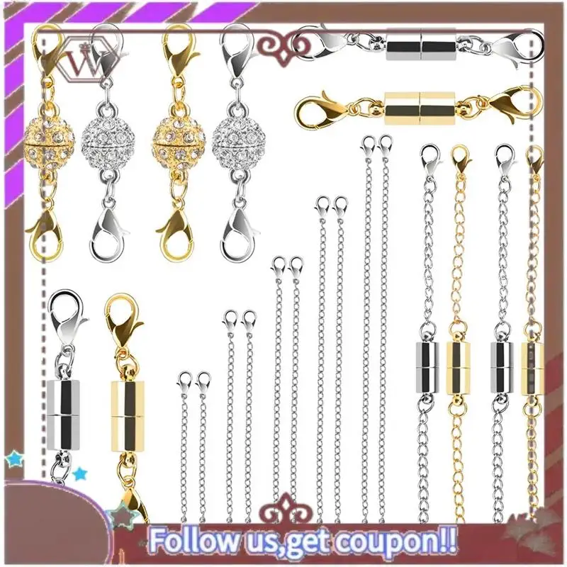 

A95D-22 шт. магнитные застежки для ювелирных изделий и удлинители для ожерелья цвета: золото, серебро, несколько размеров и стилей, удлинители цепочек