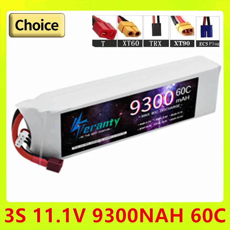 TERANTY 3S 11.1V 9300mAh 60C แบตเตอรี่ LiPo สําหรับ RC รถเรือ Drones Quadcopter เฮลิคอปเตอร์อะไหล่ T XT60 EC5 TRX XT90 EC8