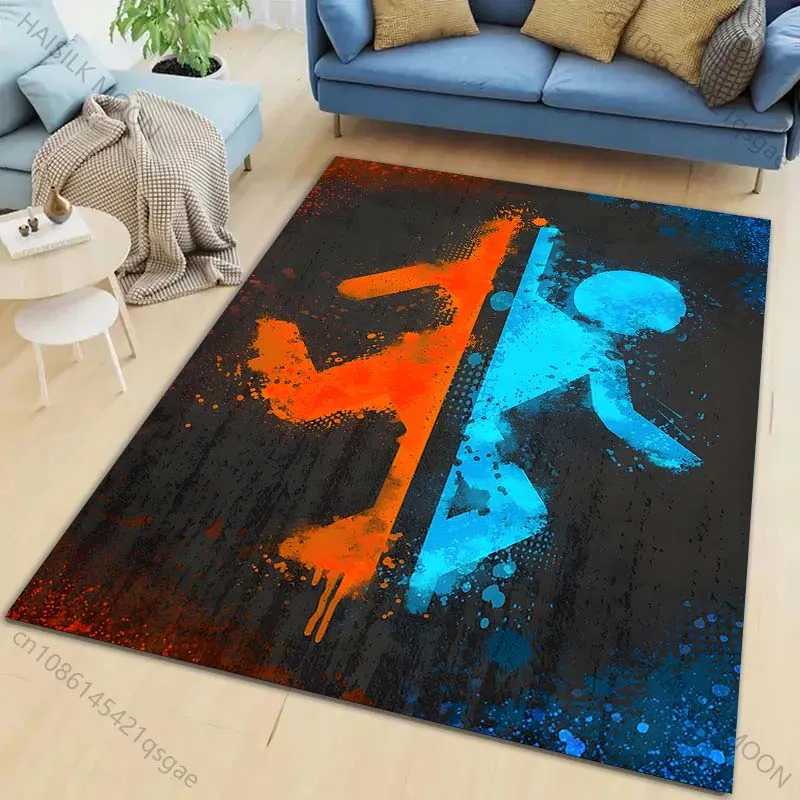 Orange and blue abstract figures Carpet for Living Room Bedroom Bedside Floor Mat Cloakroom Child Play Mat Area Rug Large Size