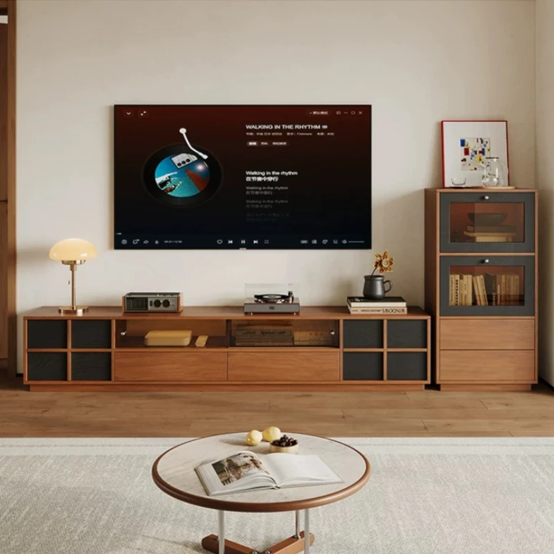 Vintage Light Brown Tv Stand Glossy Heavy Entertainment Center Drawers Tv Stands Modern Floor Mobile Tv Soggiorno Home Furniture