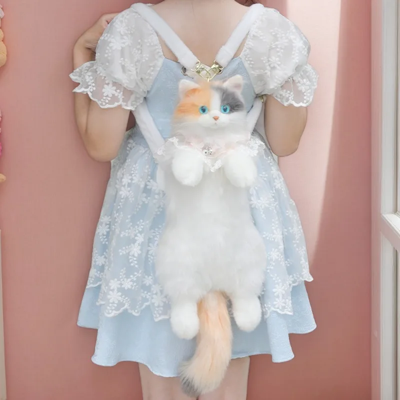 

Cartoon Cute Simulation Ragdoll Cat Bag Soft Backpack Gifts For Girls Children Girlfriend Plush Pillows Stuffed Cat Backpack