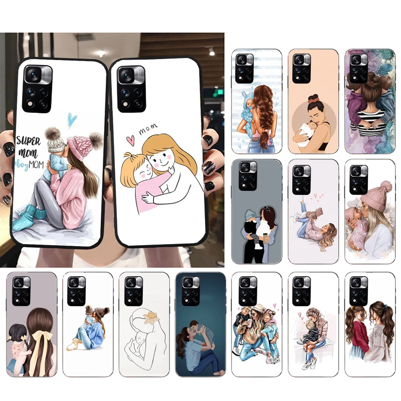 

Super Mom Mother Daughter Son Phone Case For Xiaomi Redmi Note 13 12 Pro 11S 11 10 9 Pro 10S Note 12R 12S 12 ProPlus Redmi 10 12