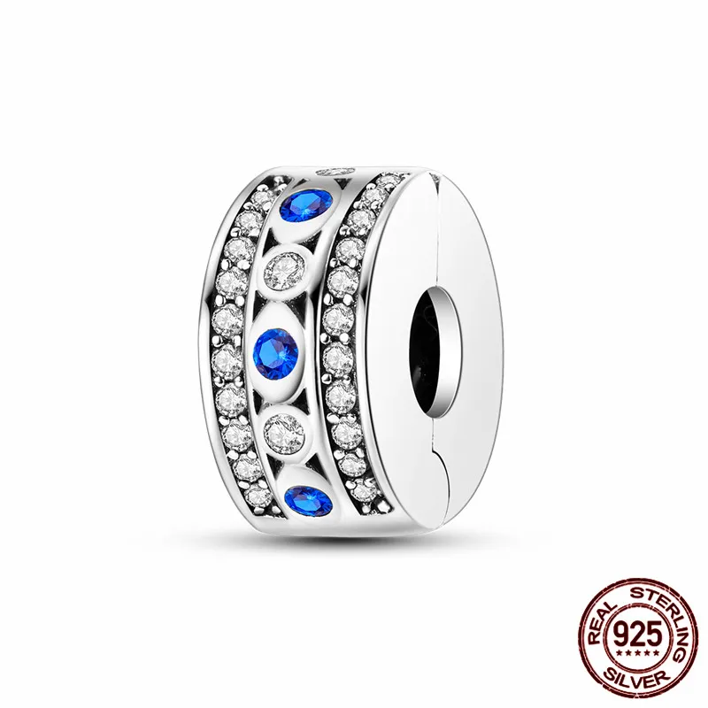 

S925 Sterling Silver Sparkling Eye Charm Bead with Fixed Clip, perfect for DIY bracelets and a great jewelry gift for women.