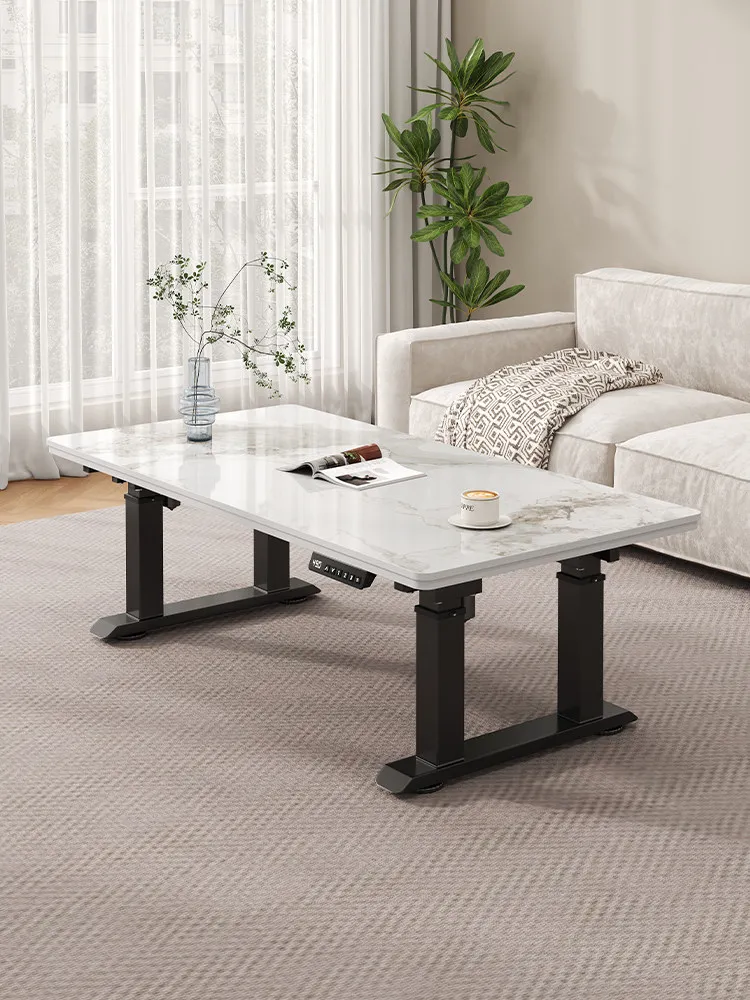 Rock slab electric lifting coffee table dining table dual-purpose small apartment home living room learning office two-in-one