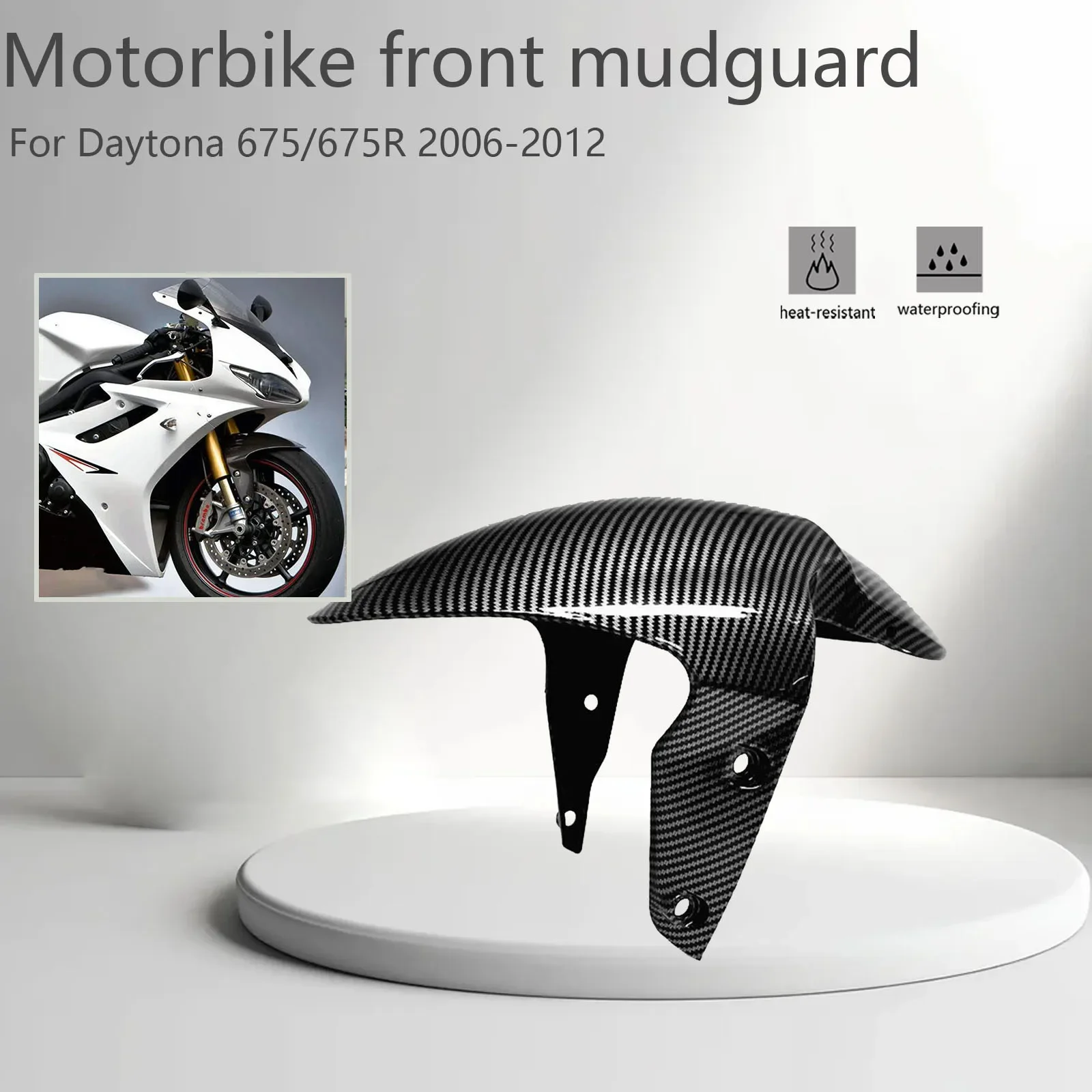 

Motorcycle Front Tire Fender Guard Hugger Fairing For Daytona 675 R Street Triple 675R 2006-2017 2021 ABS Carbon Fiber Color