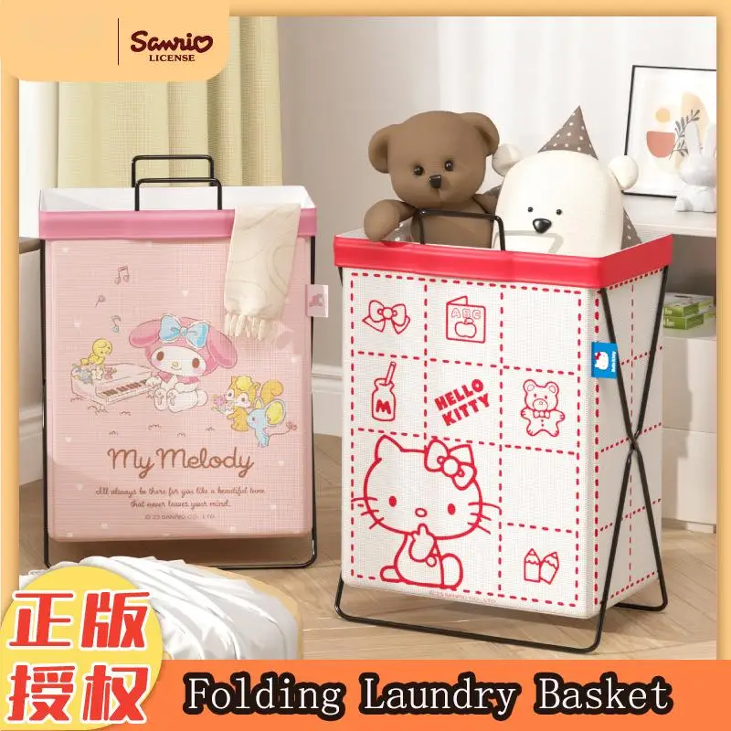 Sanrio Hello Kitty Laundry Basket Anime Figure Kuromi Cinnamoroll Pachacco Laundry Hamper Cartoon Folding Clothes Storage Basket