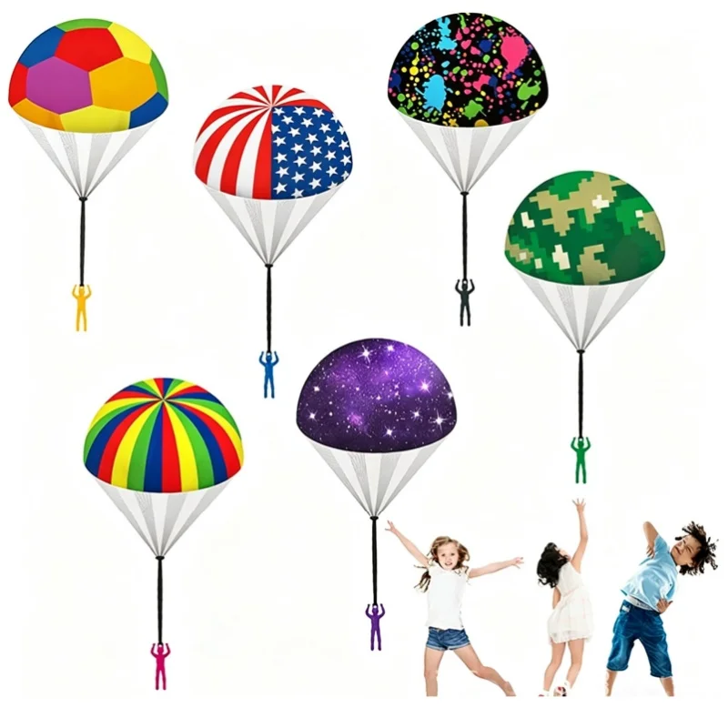 6pcs/lot Parachute Toy Outdoor Flying Parachute Hand Throw Army Man Flying Toys for Kids Outdoor Halloween Easter Christmas Toys