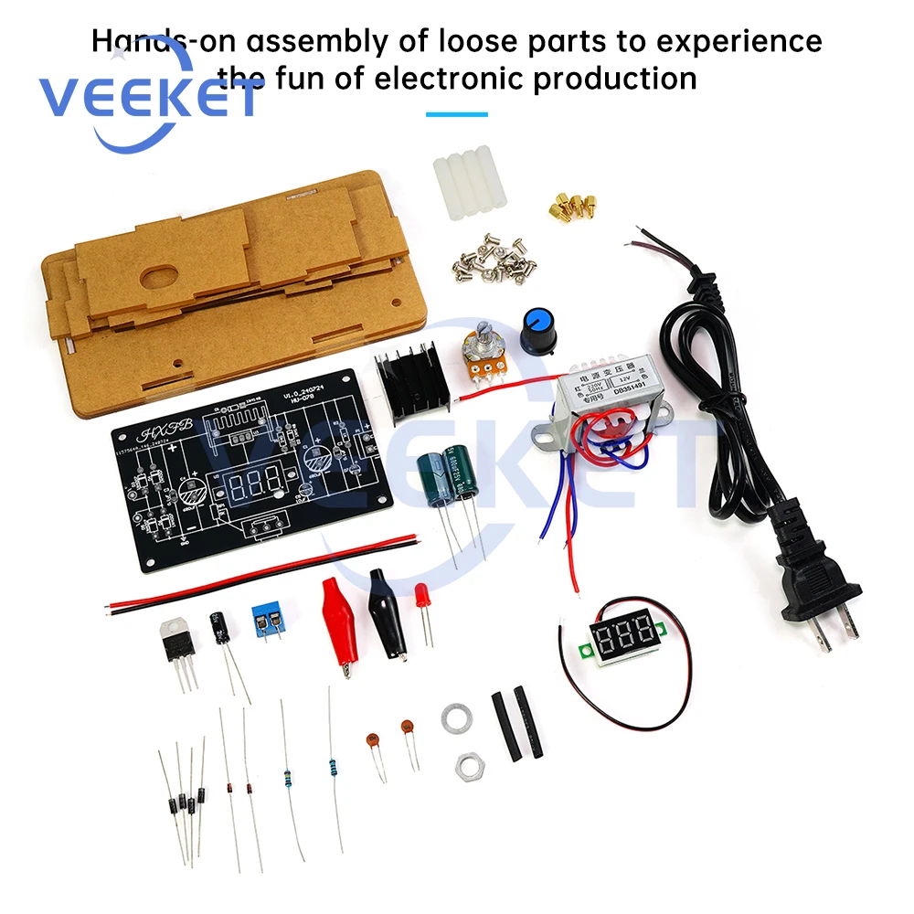 DIY Electronic Kit LM317 Adjustable Regulated Voltage Step-down Power Supply Module 220V to 1.25V-12.5V for Learning
