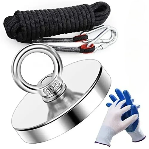 Pulling Magnets Heavy Duty with gloves Magnet Fishing Neodymium High Power Magnet for Magnetic Recovery Salvage, Hunting and etc