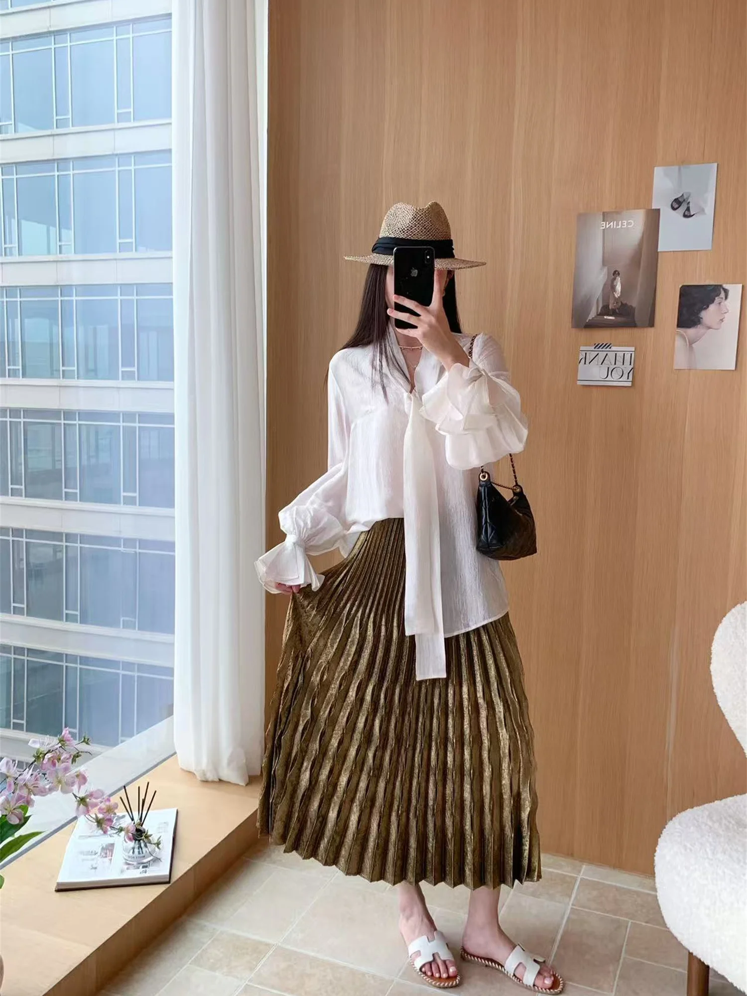 

Женская премиум-юбка из полиэстера с эффектом марлевки, струящаяся, А-силуэт, средняя талия, эластичный пояс, весна 2026