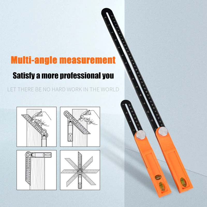 T-Bevel movable Level Ruler Woodworking Angle Ruler Gauges Tri Square Sliding with Wooden Handle Level Measuring Tool Protractor