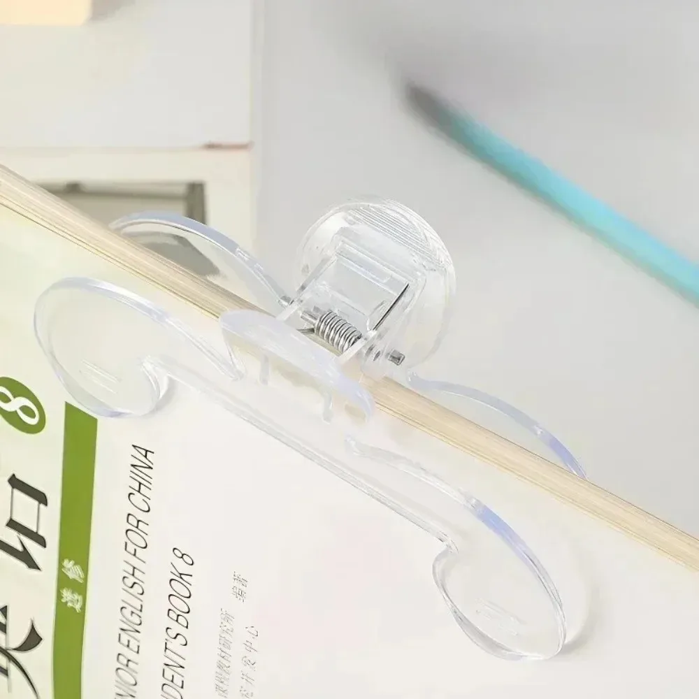 Clip de plástico transparente para libros con soporte, ayuda para la lectura, clip fijo para libros, marcapáginas, papelería, suministros escolares, 1 ud.