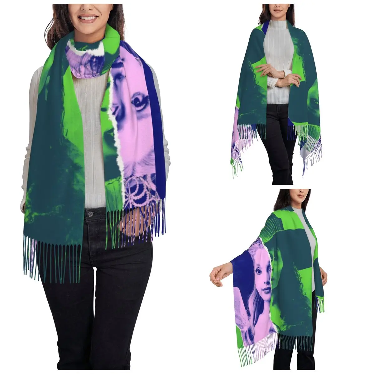 Women's Scarf with Tassel Wicked For Good Long Winter Warm Shawl Wrap Glinda Elphaba Gifts Cashmere Scarf