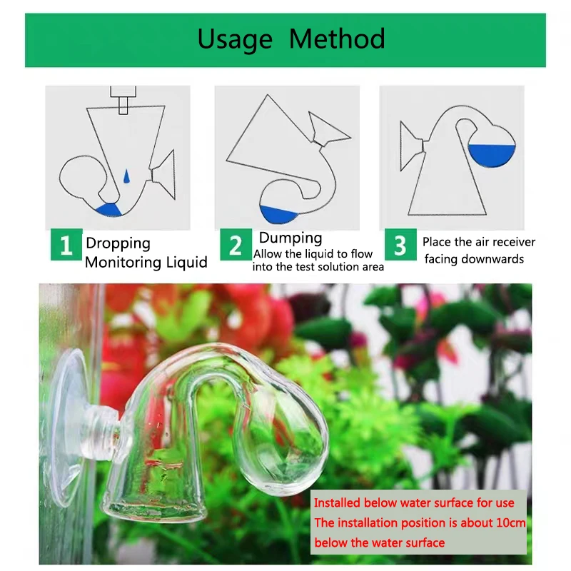 Akuarium kaca indikator CO2 tangki ikan, Monitor tanaman rumput CO2 sistem Drop Checker untuk tangki ikan tanaman air