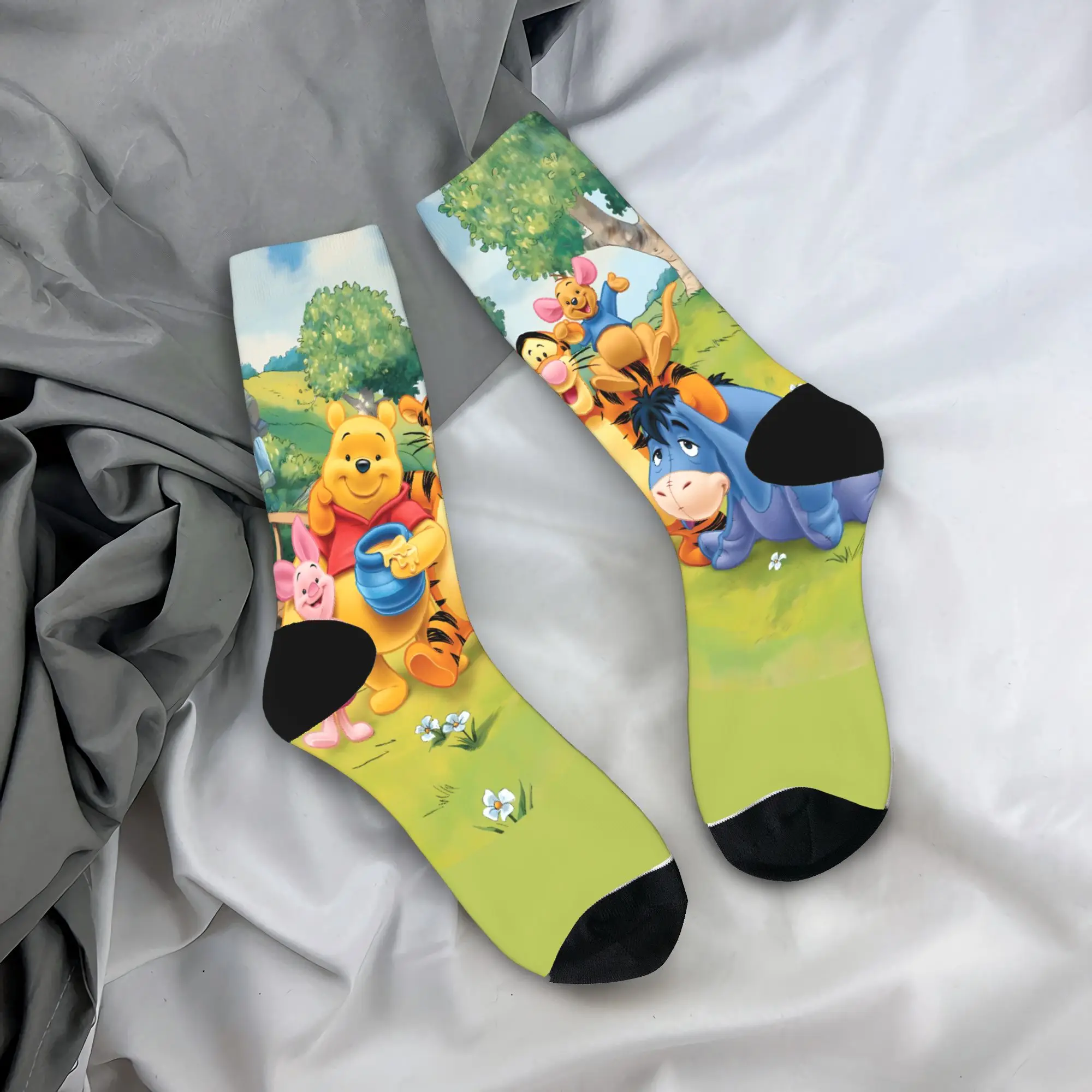 Winnies the Poohs & Friends Calcetines Medias góticas Hombres Calcetines cómodos de escalada Calcetines antideslizantes personalizados de invierno