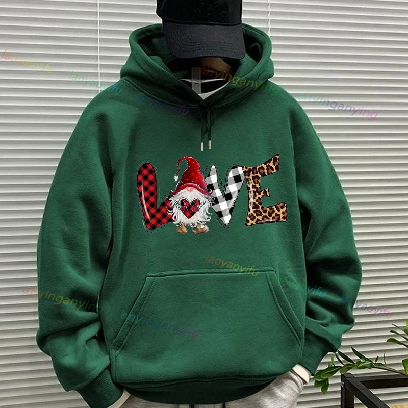 Bluzy Świętego Mikołaja Ho`Ho`Ho`Casual Śmieszne Męskie Damskie Bluzy z Kapturem z Kreskówkami Koszulki z Długim Rękawem Płaszcze Ciepłe Zimowe Ubrania Uliczne