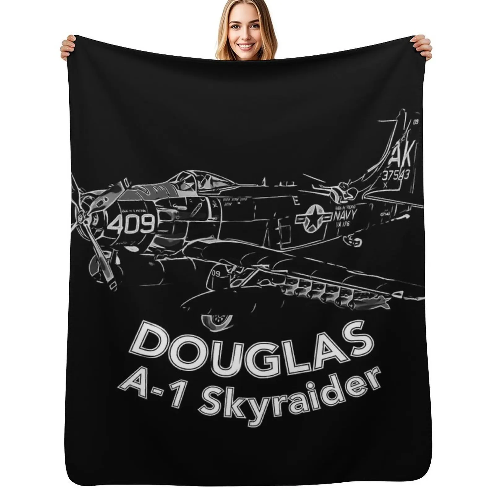 

Douglas A-1 Skyraider Aircraft Throw Blanket Soft Cozy Blanket for Pet Kids Adults