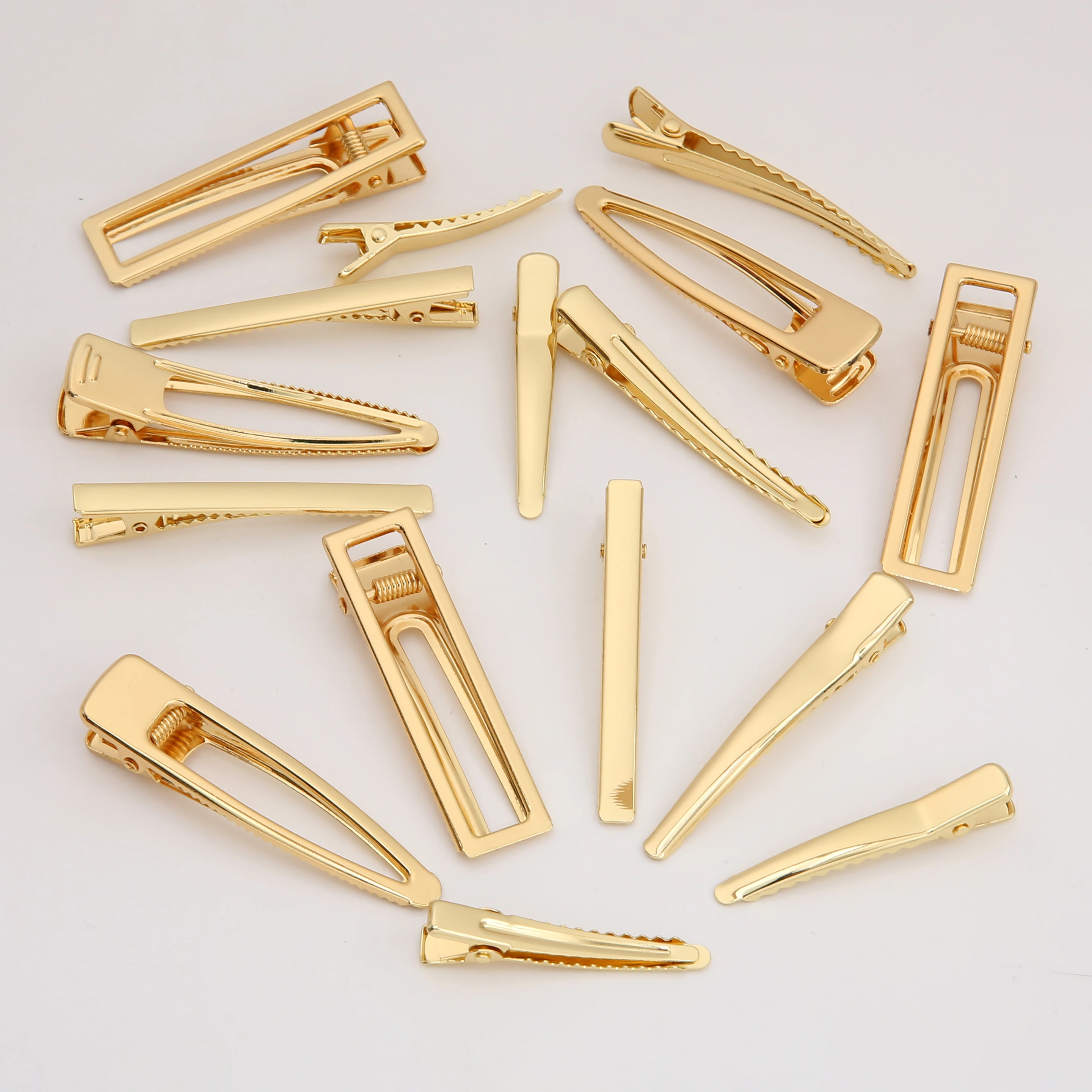 1-2ชิ้น14K คลิปหนีบผมเหล็กชุบทองฐานเปล่าการตั้งค่าสำหรับผู้หญิงสาวทำด้วยมือเครื่องประดับทำมือเครื่องประดับ