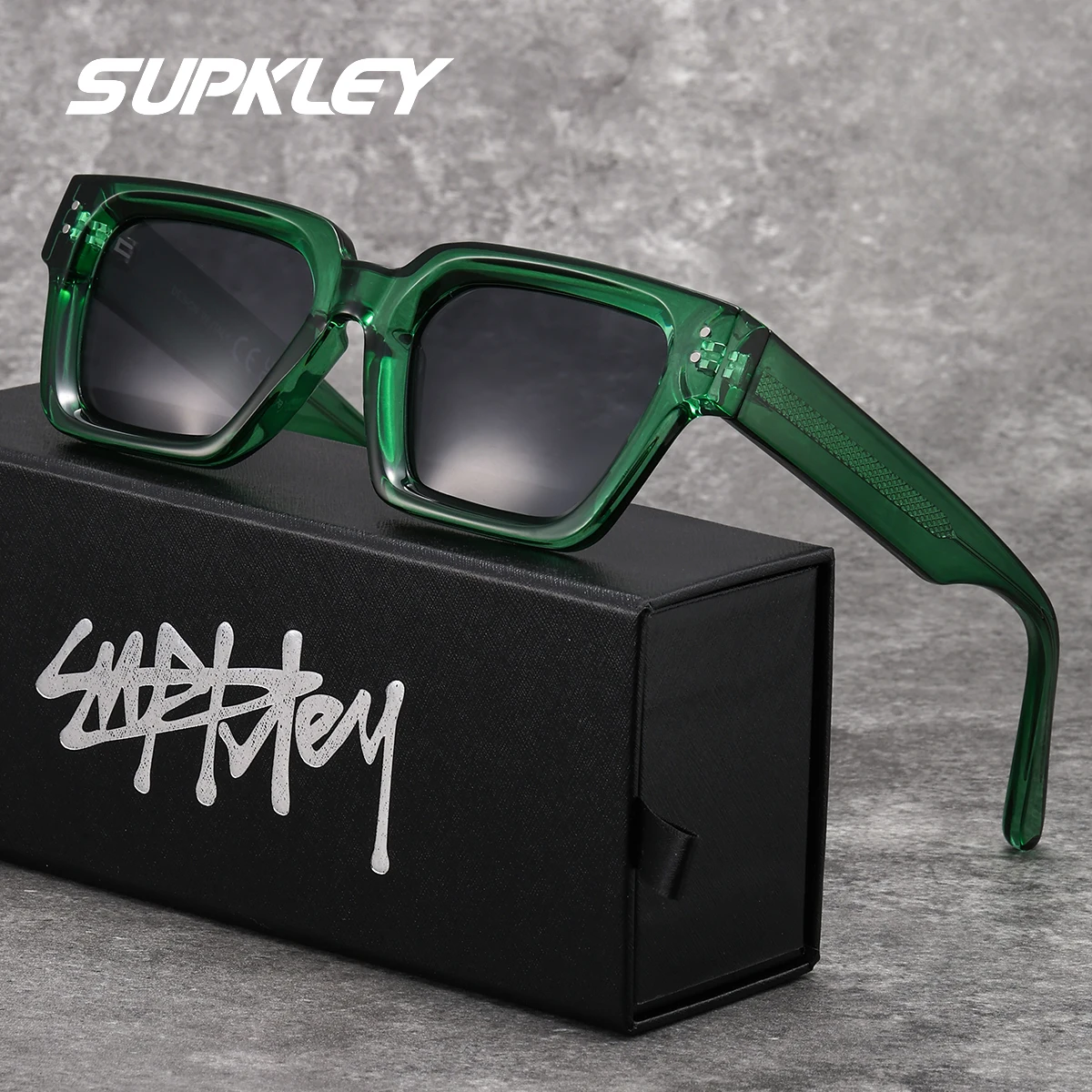 SUPKLEY High Quality Temperament Men'S Sunglasses With Uv Resistant Square Frame, Fashionable And Versatile