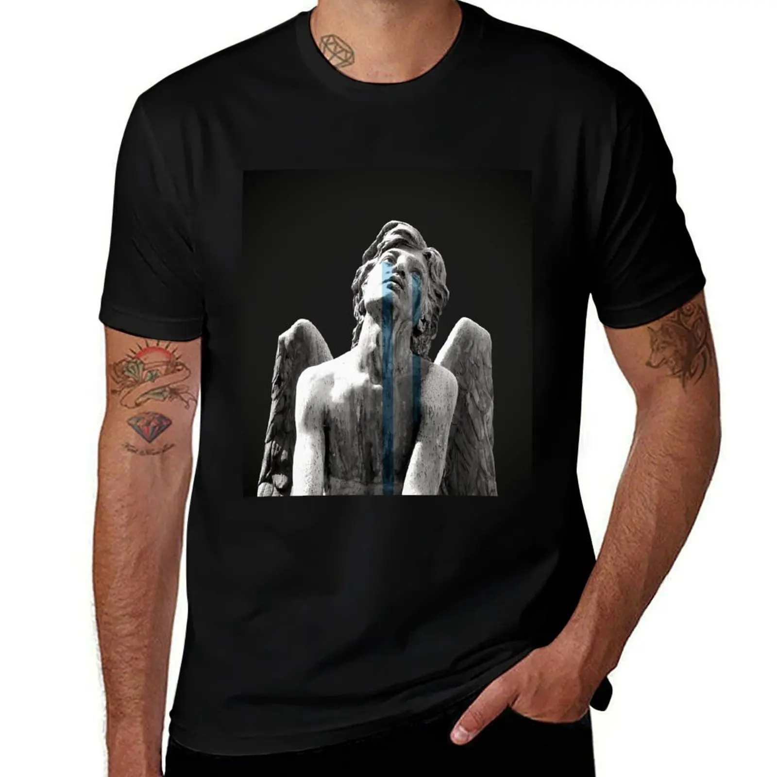 Crying Angel T-Shirt Simple Casual Short Sleeve Cotton T-Shirt