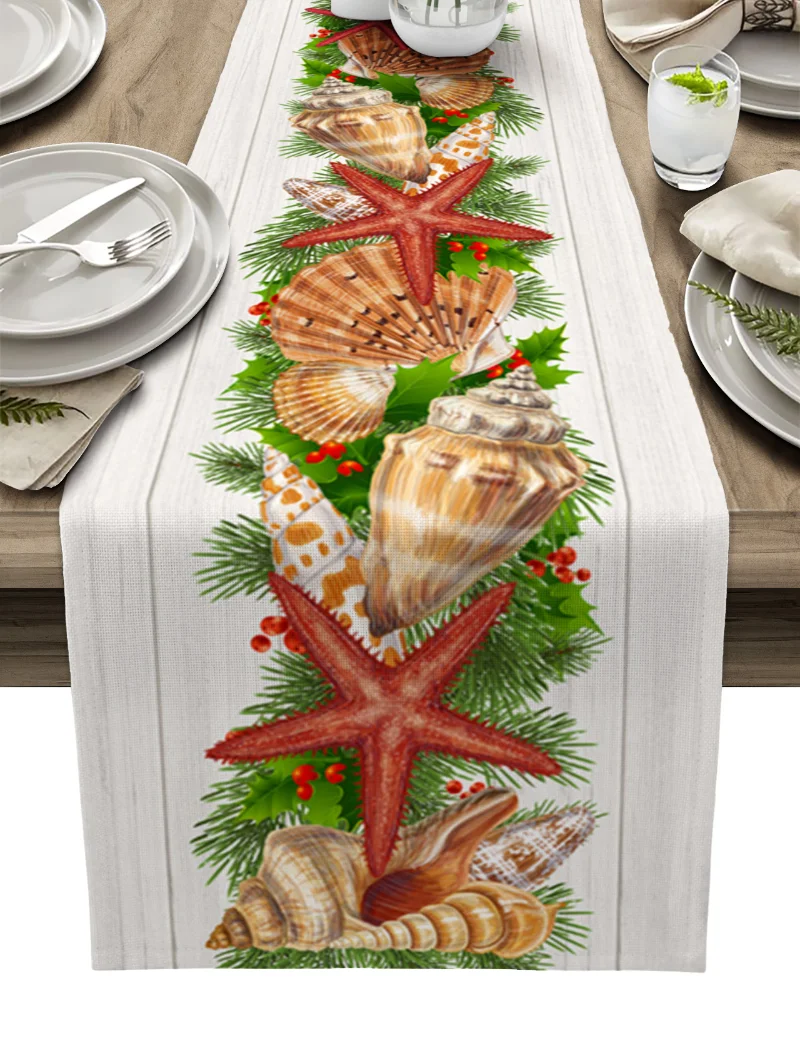 Christmas Vintage Wood Grain Pine Table Flag Wedding Banquet  Decoration   Home Decor Coffee Kitchen