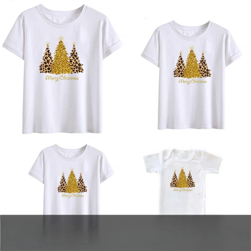 Christmas T-Shirt Family Matching Outfits Mommy Daddy And Me Clothes Mother Father Daughter Son Baby Kids  Family Look Tops