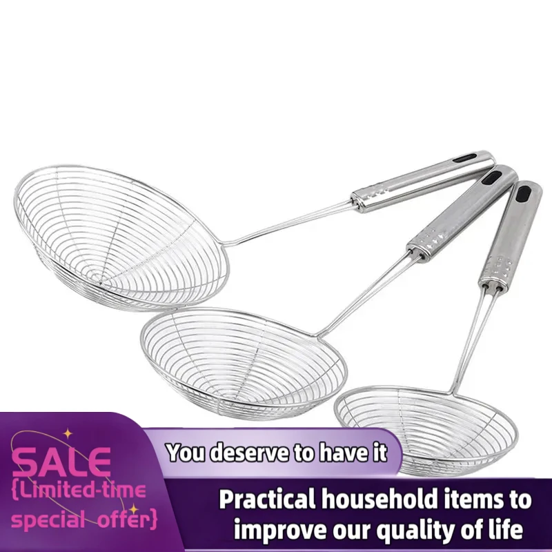 Colador de aceite de acero inoxidable, filtro ovalado de malla, colador de alimentos para cocina, colador para freír, utensilio de cocina, colador ovalado de malla para alimentos