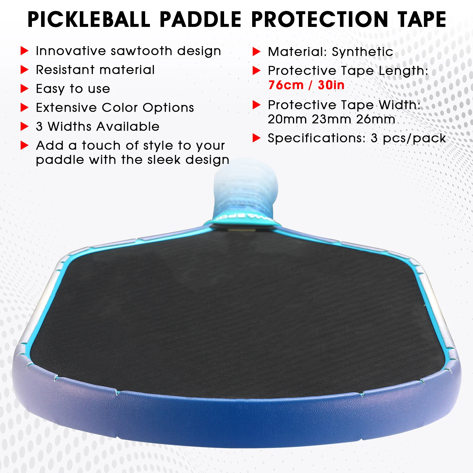 AMASPORT Pickleball Paddle Bescherming Tape 20mm/23mm/26mm Paddle Head Edge Guard Racket Rand Bescherming tapes