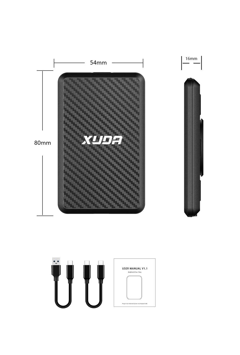 XUDA-Mini Carplay sans fil Ai Box, 4 cœurs, 2 Go + 16 Go, Android 14.0, prend en charge Netflix, prometteur, adapté à 99% des voitures avec Carplay filaire