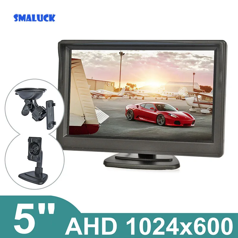 

SMALUCK 5inch AHD Car Rear View Monitor Inside Parking Backup HD Monitor with Suction Cup or Bracket for MPV SUV Horse Lorry