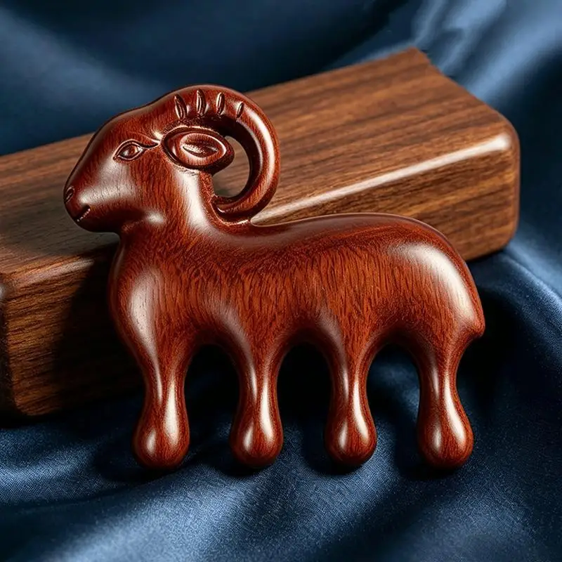 Sandalwood Goat Shaped Wooden Massage Wood Massager Comb Scalp Head Oil Massager Scalp Hair Comb Tools
