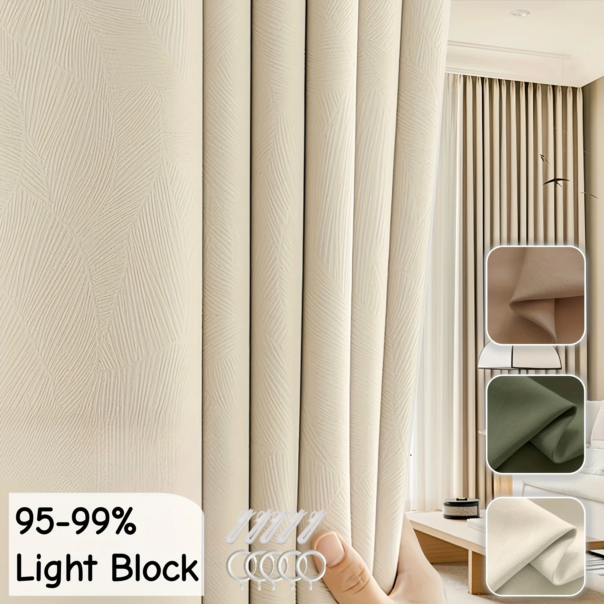 1pc High-End Chenille Blackout Curtains, Dual-Sided Floral Design, Multi-Purpose Header Tape, Suitable for Living Room & Bedroom