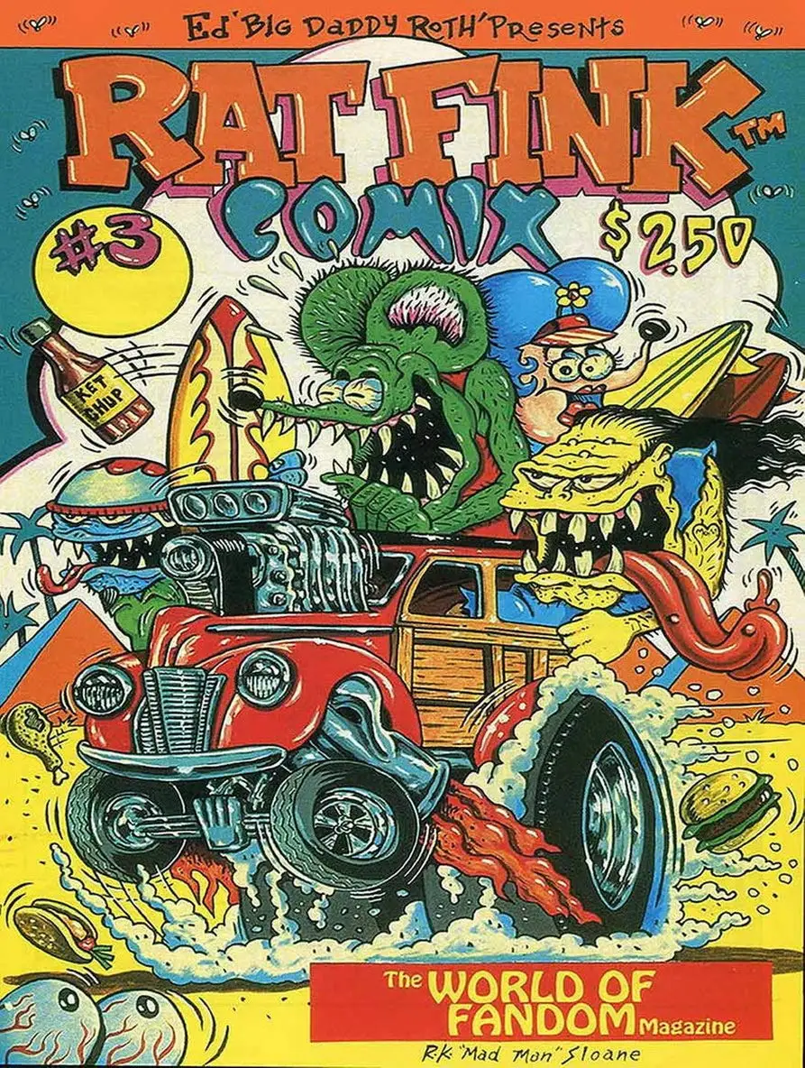 Rat Fink Comix #3, Ed Roth, Big Daddy, Daddy Roth, Signs Vintage Look Reproduction Metal Tin Sign 8X12 Inches Car Garge Sign