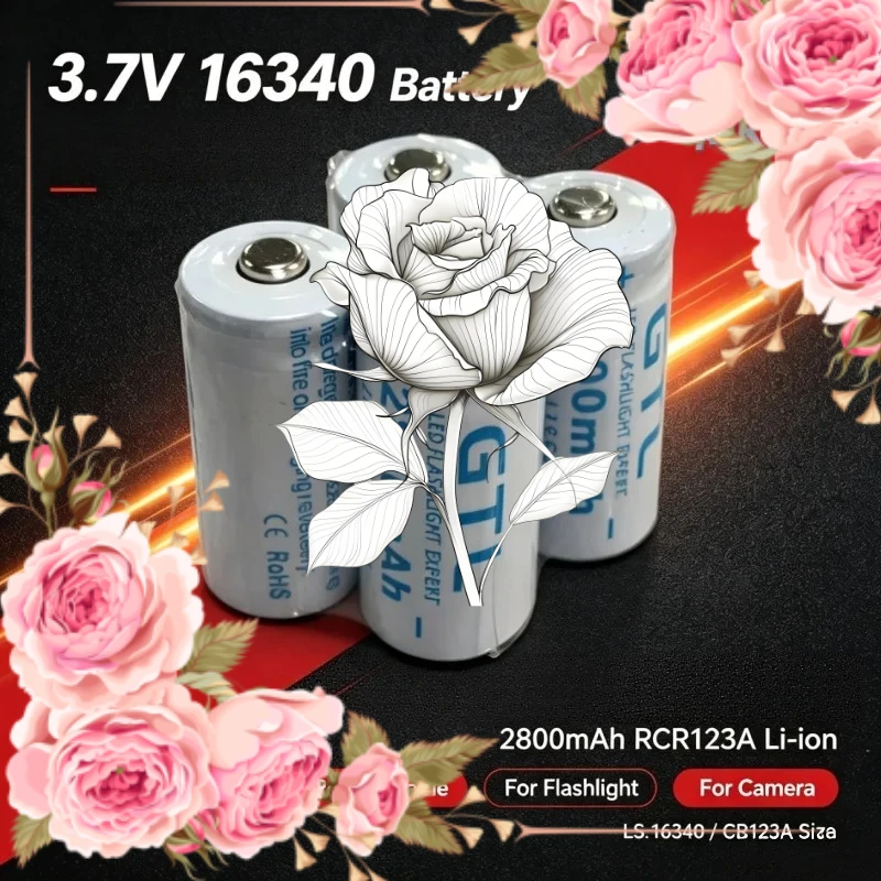 NEW 3.7V 2800mAh ICR 16340 RCR123 CR123A Lithium‑ion Rechargeable Battery lpega 2.8Ah For Safety Camera