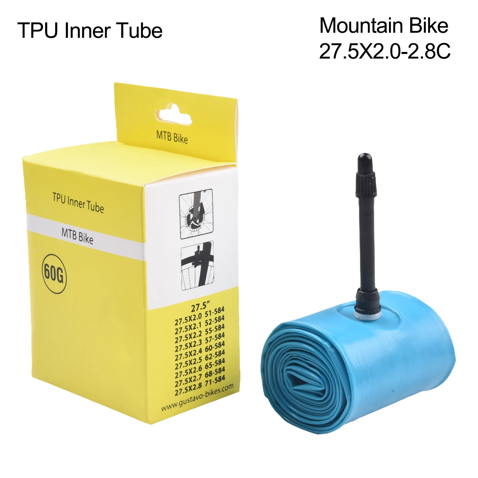 Mountain Bike For TPU Inner Tube Offering Compatibility for Various Sizes (26 29 Inches) Featuring a For French Valve