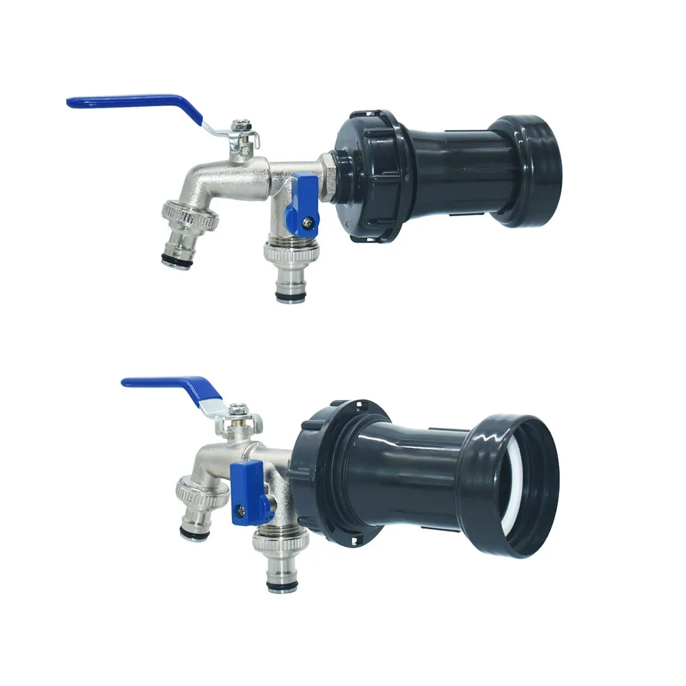 

IBC Water Tank Tap Connector S60 to 16mm Nipple 2-Way Hose Faucet Adapter Long S60 Outdoor Bucket Adapter Fitting