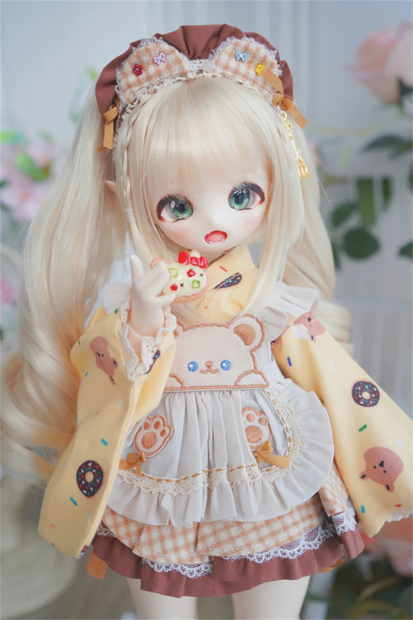 Detachable Curly Hair Wig Cute Graceful Twin Ponytails BJD/DD/SD 1/3 1/4 1/6 High Temperature Silk BJD Doll Accessories(no doll)
