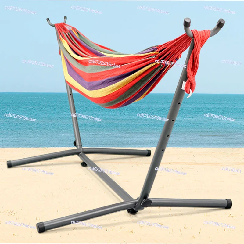 

Canvas Outdoor Anti-Rollover Camping Portable Single Hammock Double Swing Iron Shelf Kids Indoor Home Stand