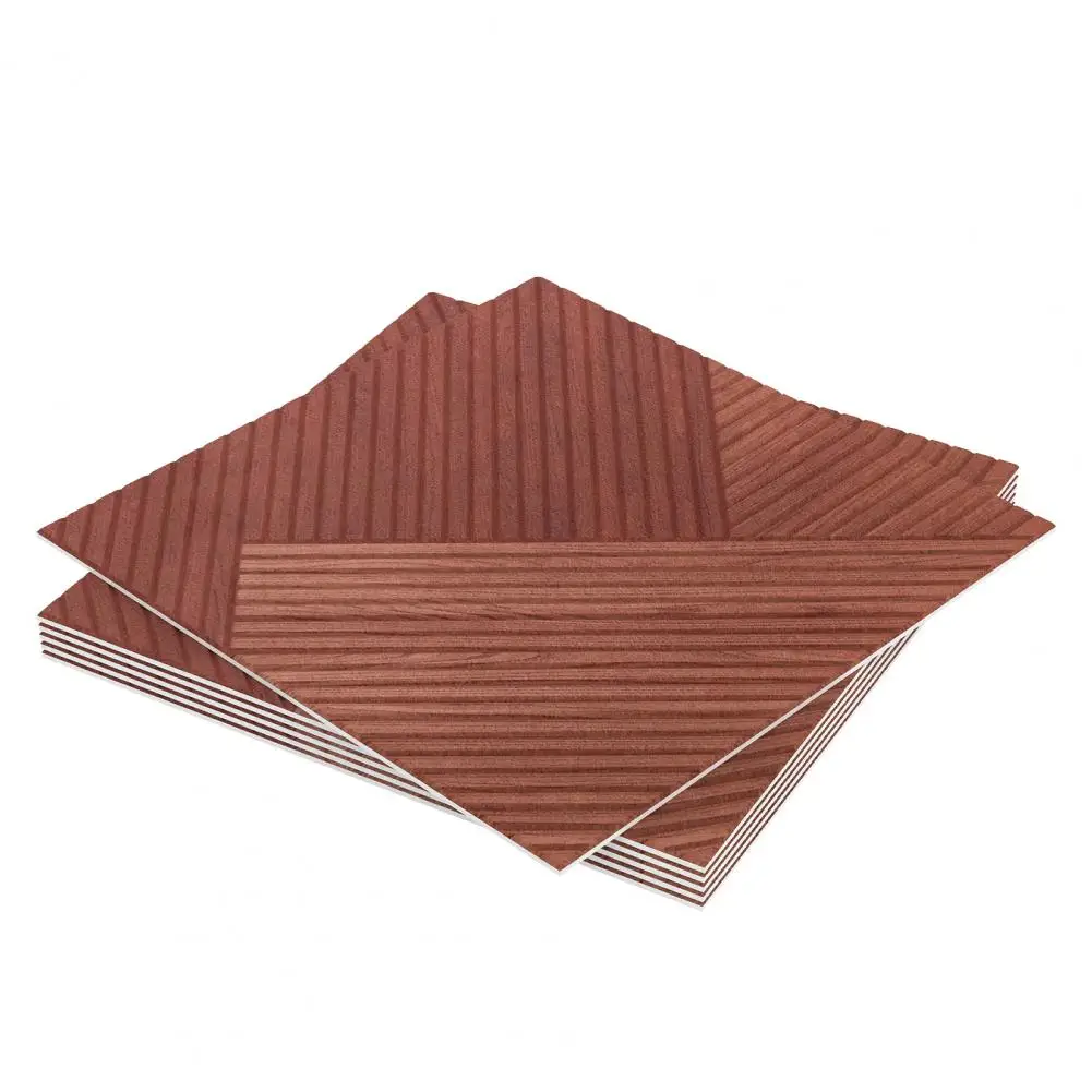 6 Pannelli Fonoassorbenti Autoadesivi Effetto Legno, 60x60 cm, Piastrelle in Poliestere Ignifugo per Studio e Ufficio