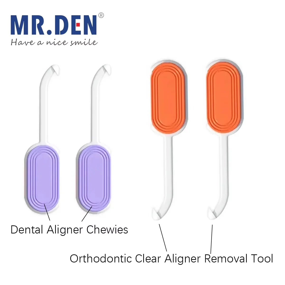 2 in 1 Colorful Tray Remover Invisible Braces Picker Orthodontic Clear Aligner Removal Tool Ortho Aligner Chewies Silicone