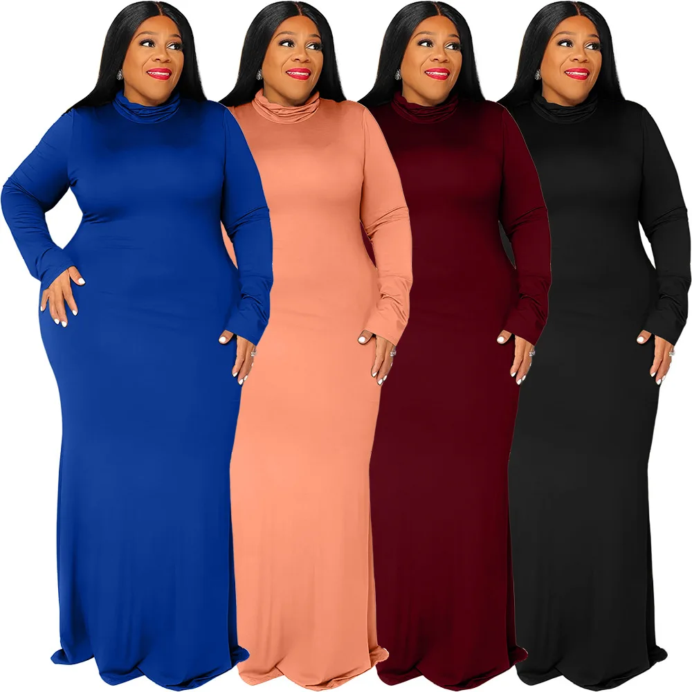 2024 Women's High Neck long sleeve casual Dresseses plus size vestido 3XS-10XL 4XL 5XL 6XL 7XL 8XL 9XL XXXXXXXXXXL