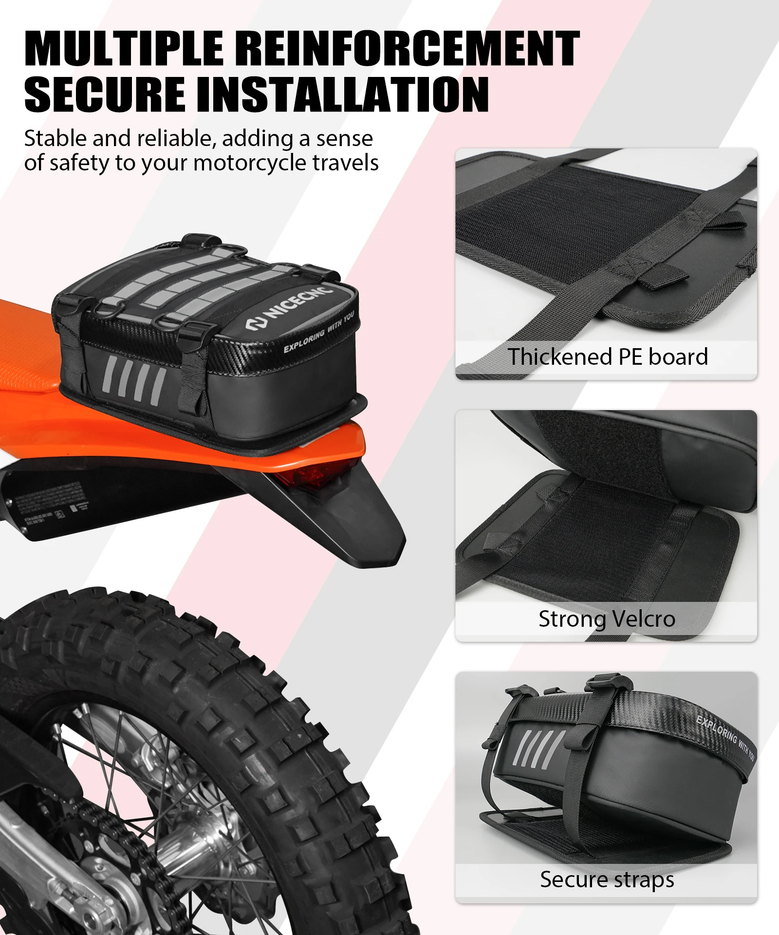 

NICECNC Motorcycle Rear Fender Bag for KTM EXC350F 390 Duke Expandable Capacity Motorcross Rear Mudguard Pack Moto Accessories