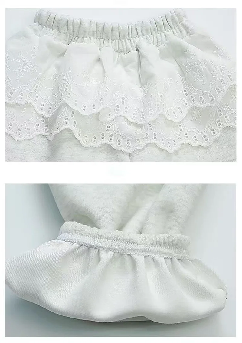 2025 الخريف الفتيات 2 قطعة مجموعات الأطفال القطن الدانتيل طويلة الأكمام القوس البلوز دعوى الاطفال الرياضة ملابس رياضية فضفاضة #6