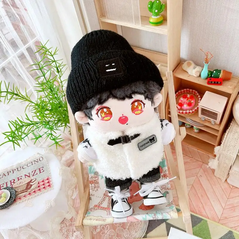 4Pcs Cute Cool Boy Vest Hoodies Suit Plush Doll Kawaii Stuffed Fat Body No Attributes Doll for 20cm DIY Clothes Accessory Toys