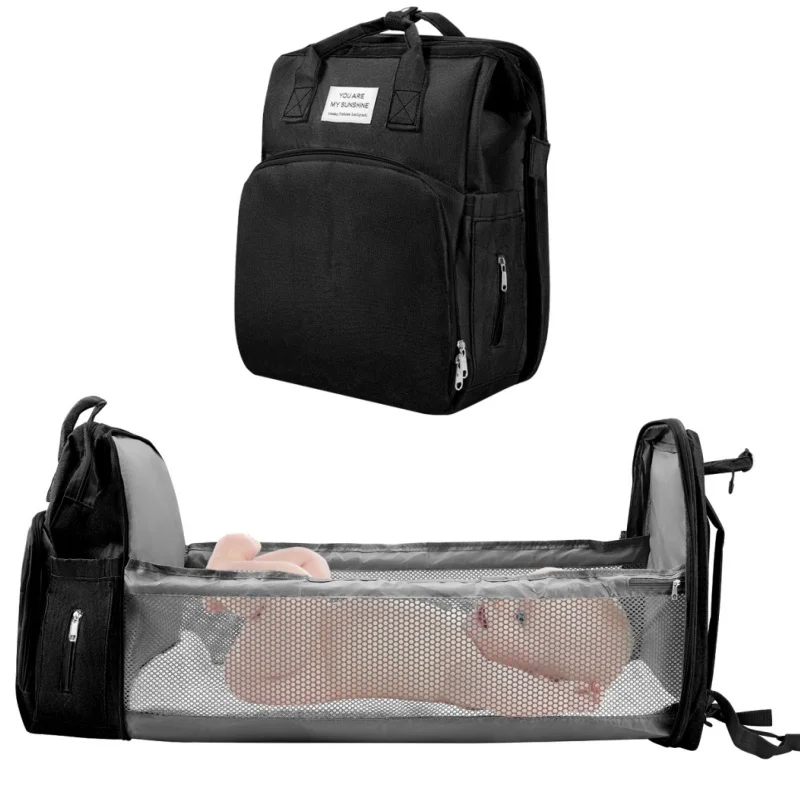 Image of Wickelrucksack für Babyartikel, Reise-Mutterrucksack mit großer Kapazität, multifunktional, wasserdicht, mit Wickelunterlage, Kinderwagenriemen, groß für Mama.