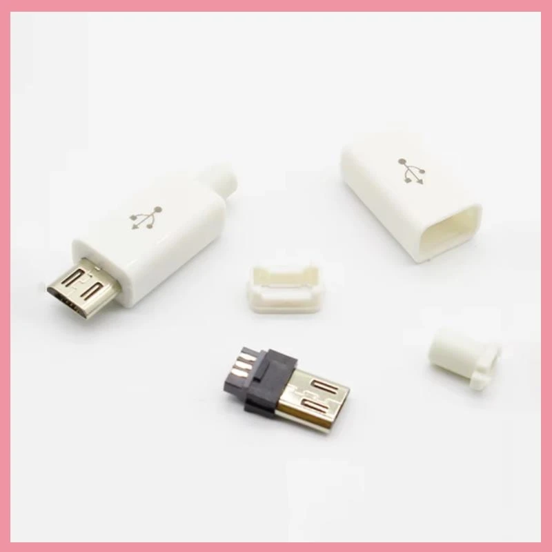 Micro Mike Android Plug Male 4-pin Black Shell White Shell USB2.0 Male 4-piece Set With Pcb Board Solder Wire Connector B6