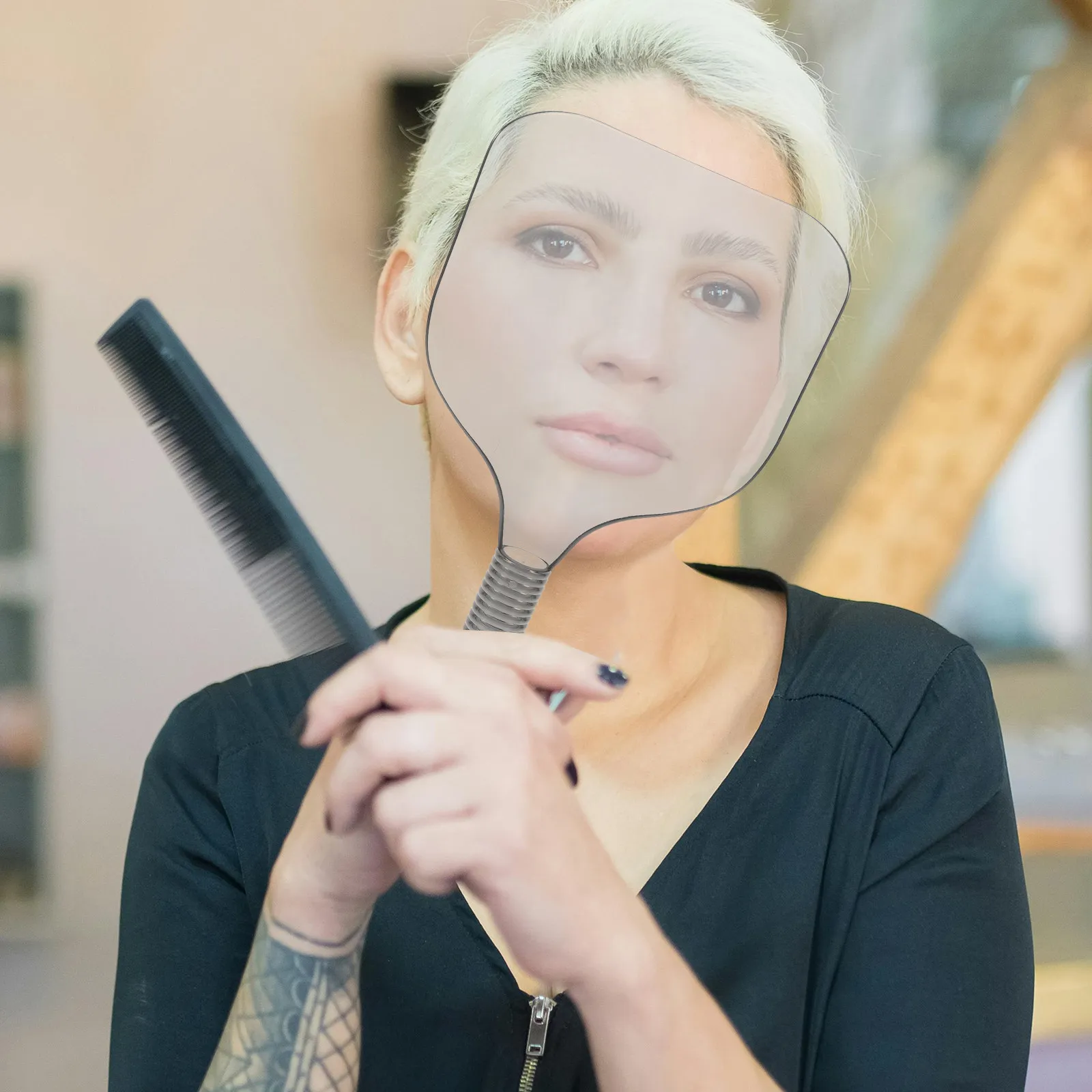 

Защитный экран для лица от лака для волос с ручкой, для стрижки и окрашивания волос, для салонов и парикмахерских, защита от брызг краски