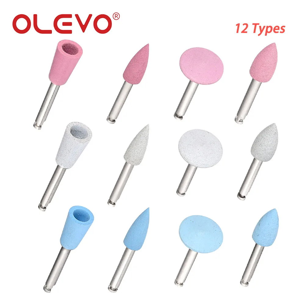 OLEVO 10/12 Pcs Dental Silicone Polishing Grinding Heads for Low-Speed Handpiece 2.35mm Teeth Polisher Odontologia Lab Tools