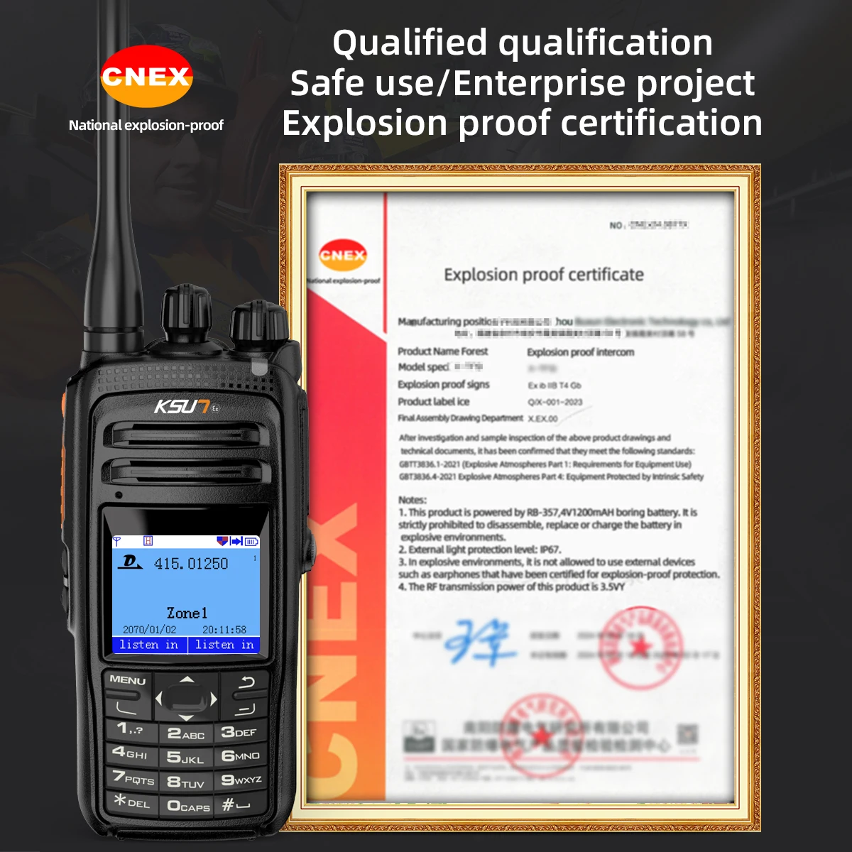 KSUN DM1300(EX) DMR Encrypted Professional Radio Safe UHF VHF Dual Mode Explosion-proof Walkie Talkie for Petrochemical Industry
