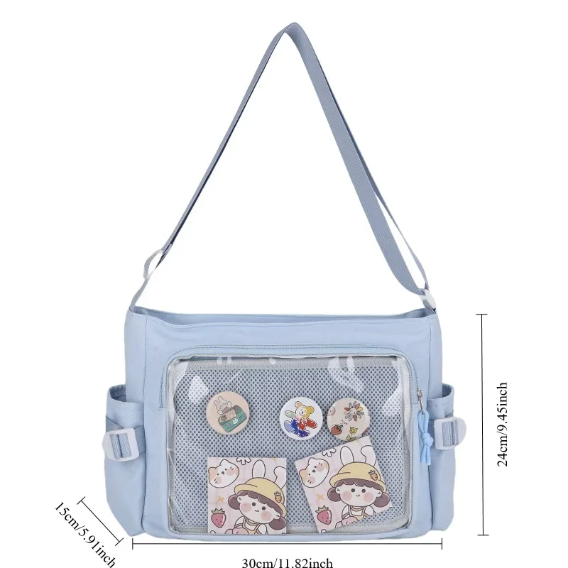 Bolsa de ombro de cor doce para mulheres, estilo formal, fofo, Anime Expo, crachá transparente, bolsa mensageiro, Itabag, bolsa tiracolo